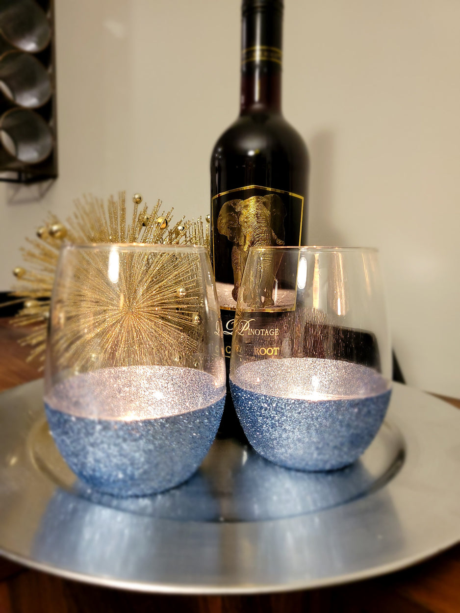 21 oz. Handmade Glitter Dipped Wine Glasses