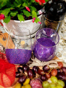 Plum - 21 Oz. Handmade Glitter Dipped Wine Glass (single)