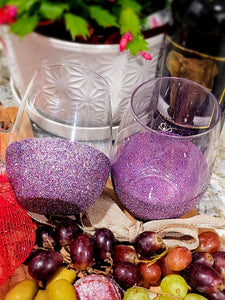 Light Purple - 21 Oz. Handmade Glitter Dipped Wine Glass (single)