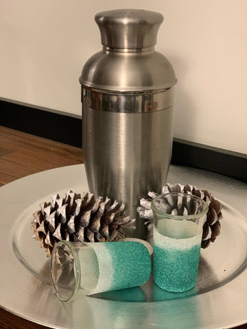 White and Teal Shot Glasses (single)